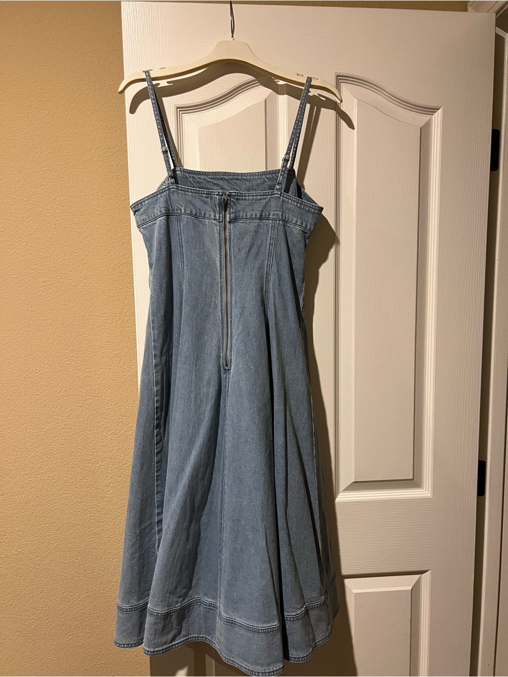 Anthropologie Pilcro Light Blue Denim Midi Dress with Spaghetti Straps - Picture 3 of 7